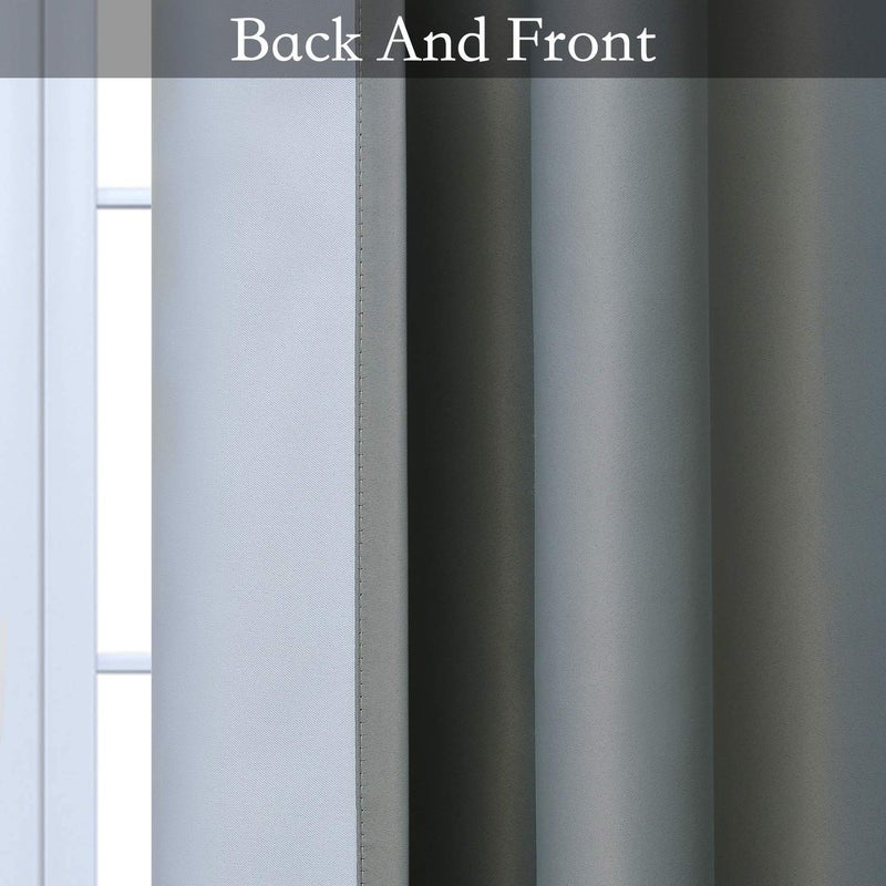 SimpleHome Ombre Room Darkening Curtains for Boys Bedroom, Gradient Grey White to Gray Light Blocking Thermal Insulated Grommet Window Curtains/Drapes for Living Room,2 Panels, 52x72 inches Length - Image 2